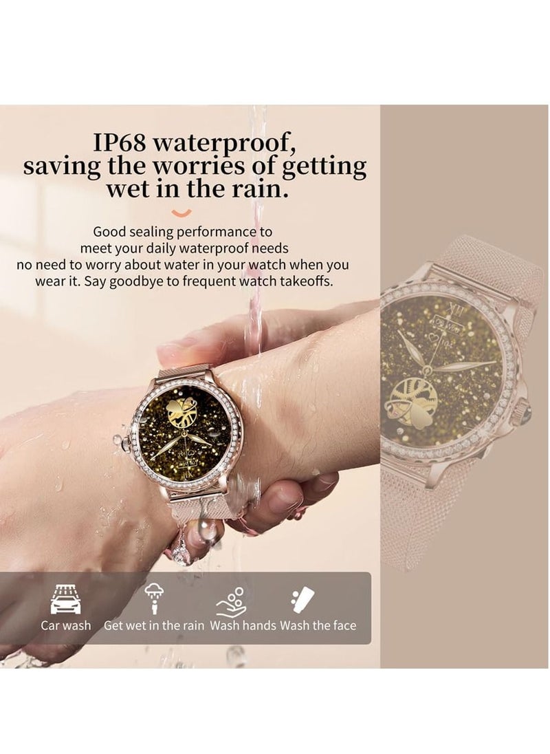 DMG TECH Smart Watch for Women IP68 Waterproof Multiple sports modes Fitness Watches(Gold)  - Image 5