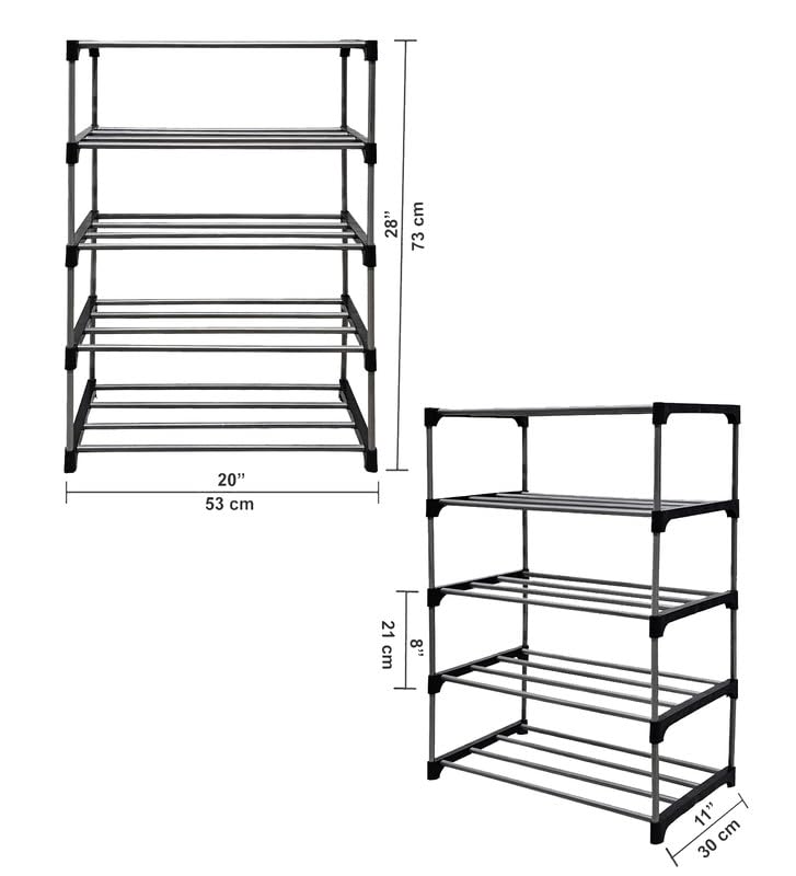 RAXON WORLD 4-Tier Shoe Rack, Shoe Storage Cabinet with Dustproof Cover, Free-Standing Shoe Storage Organizer for Closet, Entryway, Hold 16+ Pairs of Shoes, for Sneakers, High Heels - Flower Print - Image 3