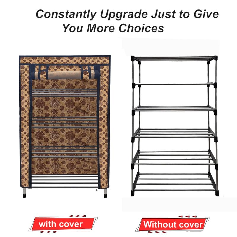RAXON WORLD 4-Tier Shoe Rack, Shoe Storage Cabinet with Dustproof Cover, Free-Standing Shoe Storage Organizer for Closet, Entryway, Hold 16+ Pairs of Shoes, for Sneakers, High Heels - Flower Print - Image 4