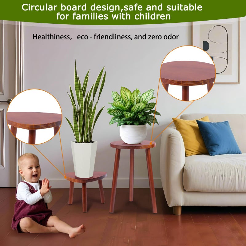 Eocogup Plant Stand Indoor,2 Pack Single Plant Tables Indoor,Planter Stand,Multi-purpose Plant Shelf for Living Room Balcony Garden Patio Office,Walnut - Image 5