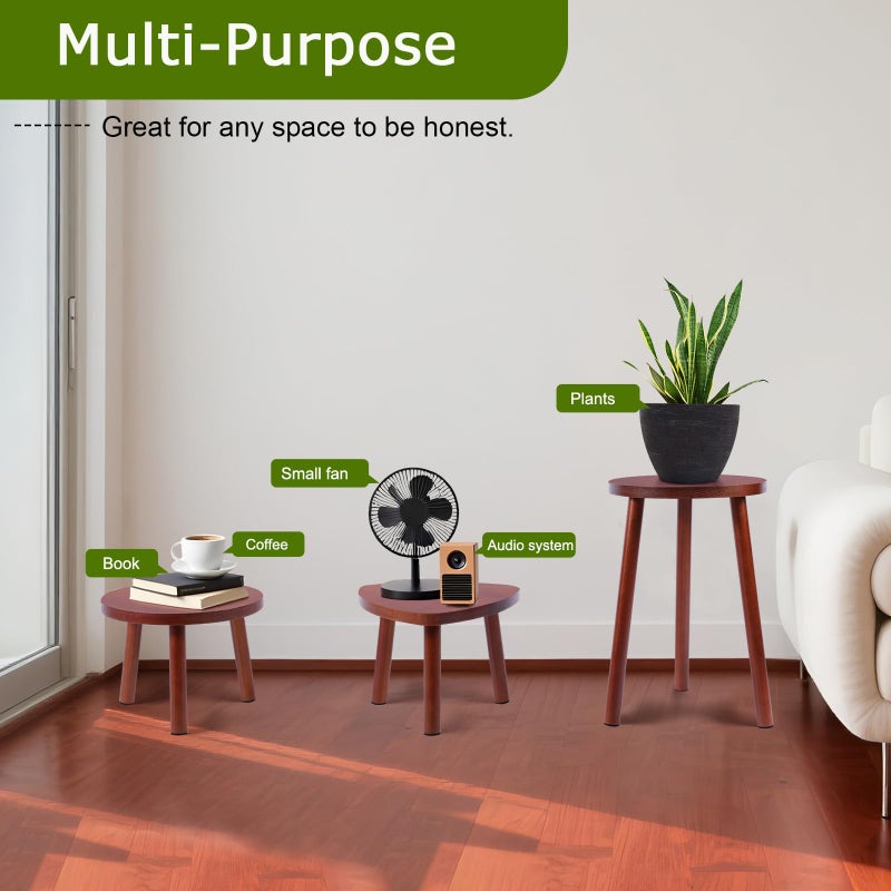 Eocogup Plant Stand Indoor,2 Pack Single Plant Tables Indoor,Planter Stand,Multi-purpose Plant Shelf for Living Room Balcony Garden Patio Office,Walnut - Image 4