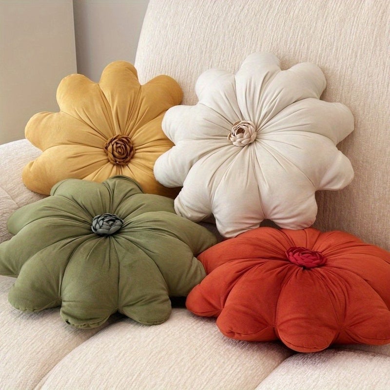 Green Floral Shape Comfortable Soft Lumbar Pillow For Bed Sofa Cushion Home Decoration - Image 1