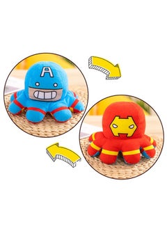 ZCM-HAPPY 4 Pieces of Non-Toxic Soft Double-Sided Flip Octopus Plush Toys With Different Expression On Both Side 20 cm  - Image 5