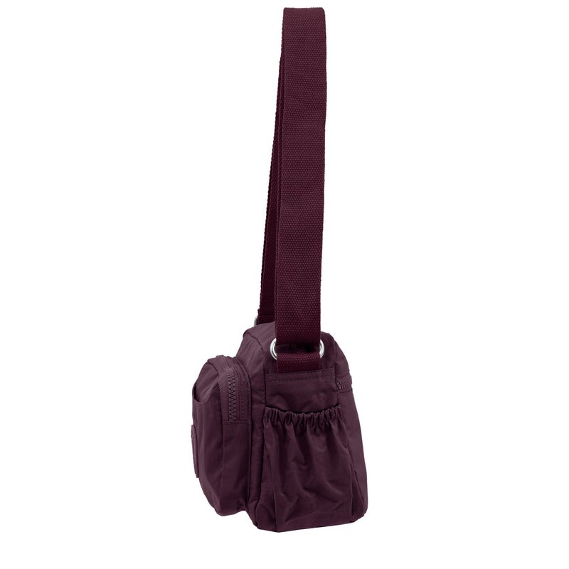 مجموعة كابريس Caprice Collection Unisex Small Crossbody Bag – Burgundy, Compact, Water-Resistant Nylon, 3L - Image 4