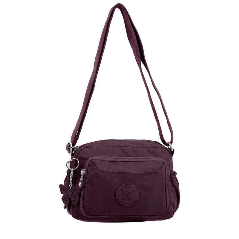 مجموعة كابريس Caprice Collection Unisex Small Crossbody Bag – Burgundy, Compact, Water-Resistant Nylon, 3L - Image 1