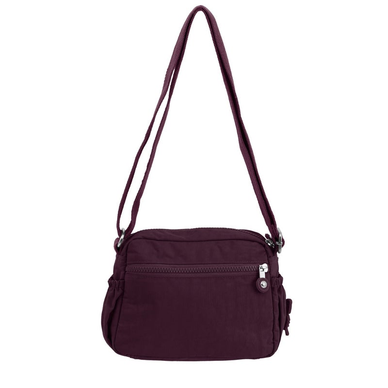 مجموعة كابريس Caprice Collection Unisex Small Crossbody Bag – Burgundy, Compact, Water-Resistant Nylon, 3L - Image 2