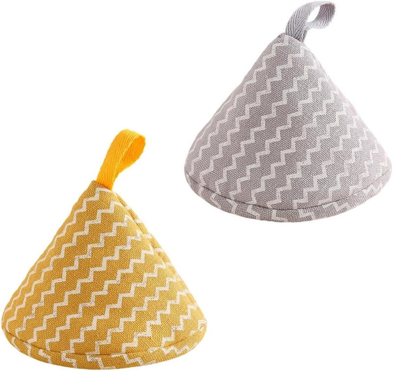 2pcs Triangular Pot Handle Gloves and Pot Lid Covers Cotton Linen Heat-Resistant Anti-Scald Protector for Kitchen Cooking Sturdy Potholders Suitable and Casseroles - Image 1
