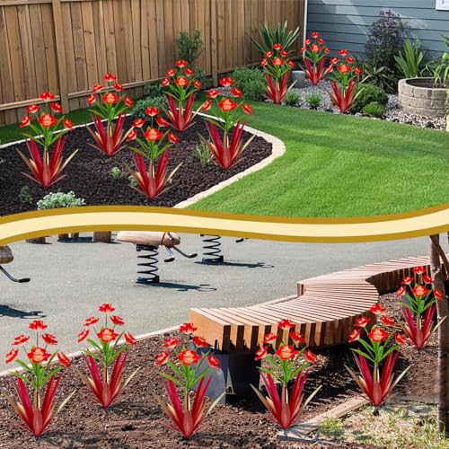 Homight Metal Agave Plant Outdoor Decoration Outdoor Garden Decoration Daffodils Flowers Mexican Yard Art Daffodils Flowers Decorative Garden Gift (3 Big red Daffodil) - Image 5