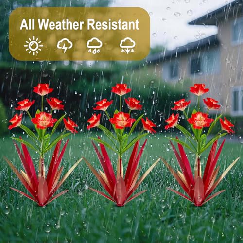 Homight Metal Agave Plant Outdoor Decoration Outdoor Garden Decoration Daffodils Flowers Mexican Yard Art Daffodils Flowers Decorative Garden Gift (3 Big red Daffodil) - Image 4