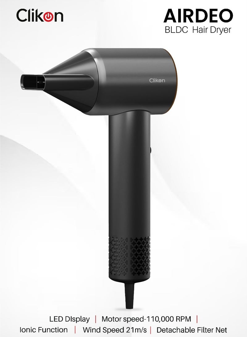 كليكون Clikon Airdeo BLDC Hair Dryer – 110 000 RPM Brushless Motor, 21 m/s Wind, LED Display, Ionic, Lightweight & Quiet - Image 1