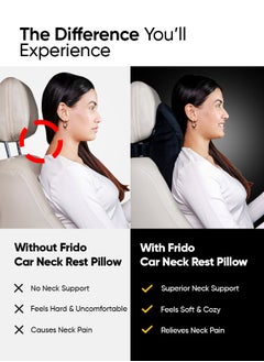 Frido Frido Ultimate Car Neck Rest Pillow, Ultrasoft Car Pillow for Comfortable Car Rides, Superior Neck Support Cushion, Relieves Neck Pain, Hi-Per Foam Head Rest Pillow with Washable Velvet Cover, Beige  - Image 3