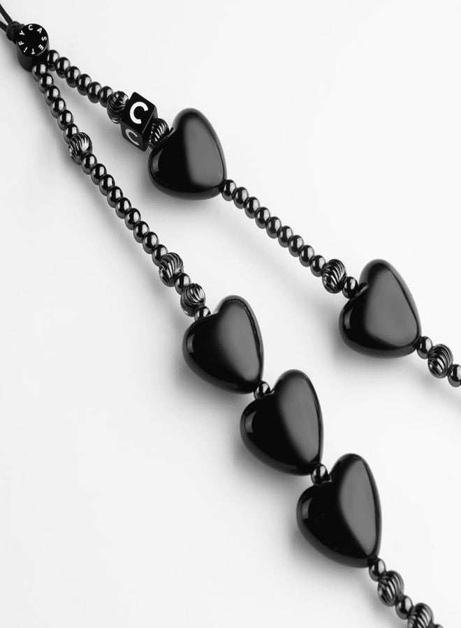 CASETiFY Heart Phone Charm [Hands-Free Phone Wrist Strap] - Heart of Obsidian - Image 2
