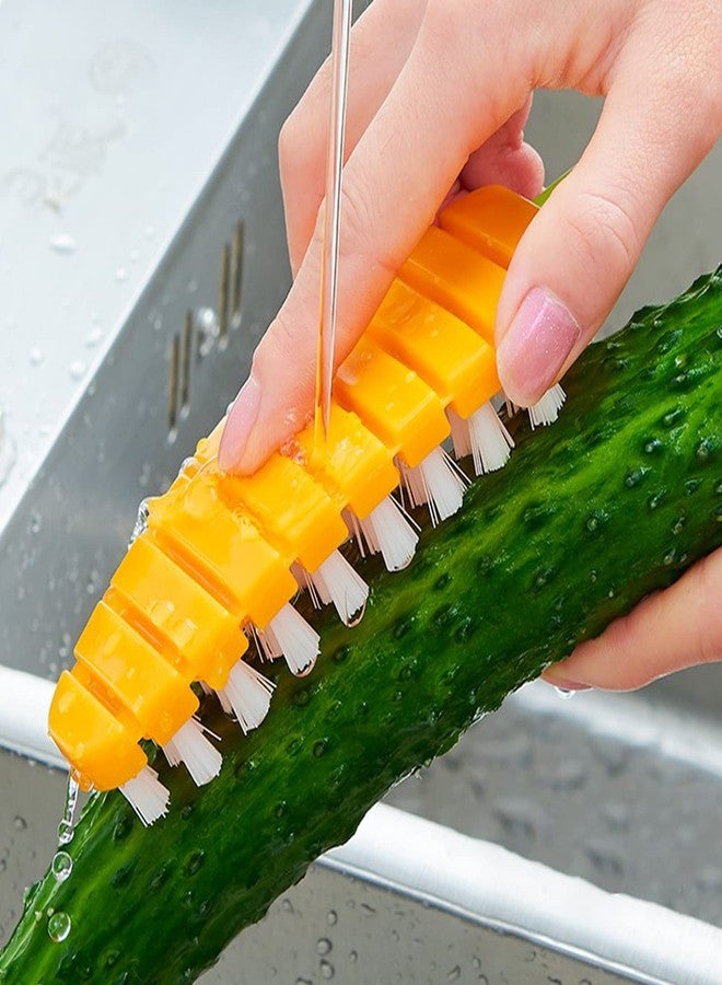 Openfly Flexible Vegetable Brush Fruit and Vegetable Brushes, Vegetable/Fruit Peeler with Brush Bendable Fruit Brush Scrubber for Food Veggies Carrot Potato Corn, 5 Pcs - Image 3