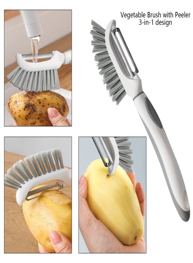 Openfly Flexible Vegetable Brush Fruit and Vegetable Brushes, Vegetable/Fruit Peeler with Brush Bendable Fruit Brush Scrubber for Food Veggies Carrot Potato Corn, 5 Pcs - Image 2