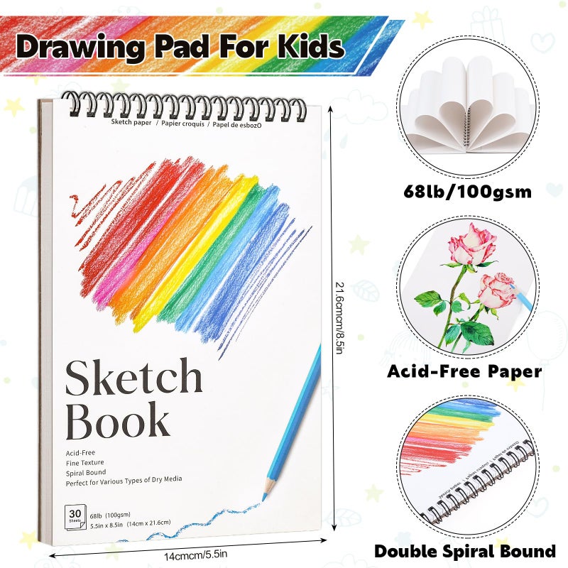 Prudiut 4 Pack Small Sketch Books, 5.5 x 8.5 Inch Mini Sketchbook, 68lb/100gsm Spiral Bound Small Sketch Pad, Acid Free Art Supplies Drawing Painting Sketchbook for Kids, Beginners, Artists & Easter Gift - Image 2