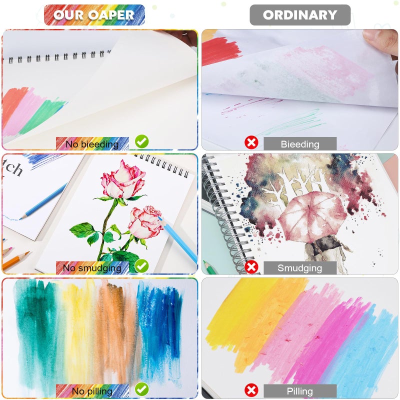 Prudiut 4 Pack Small Sketch Books, 5.5 x 8.5 Inch Mini Sketchbook, 68lb/100gsm Spiral Bound Small Sketch Pad, Acid Free Art Supplies Drawing Painting Sketchbook for Kids, Beginners, Artists & Easter Gift - Image 4