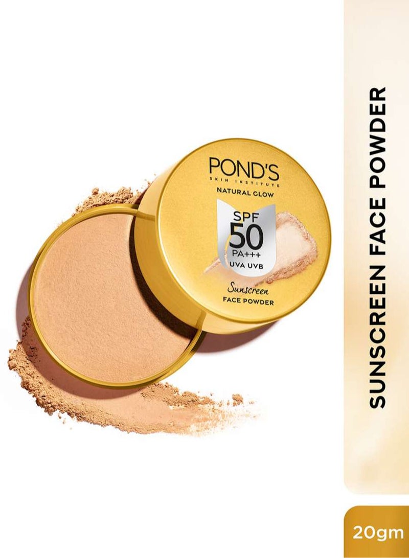 Pond's Natural Glow Sunscreen Face Powder 20g | SPF 50 | PA++ + | UVA & UVB For All Skin Types - Image 1