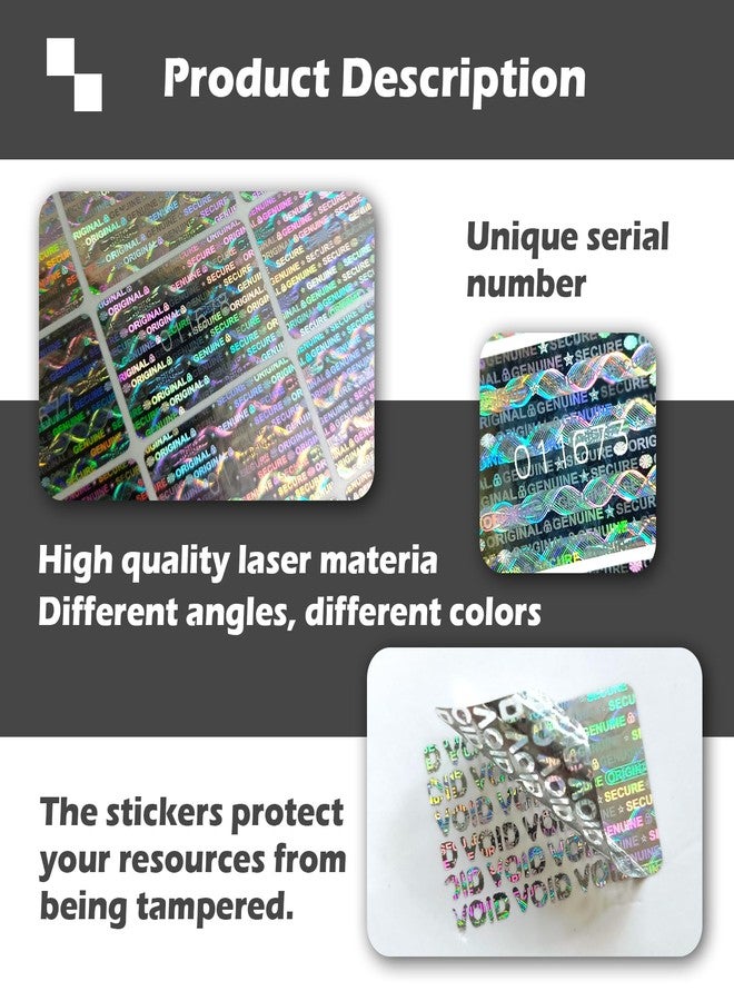 ILMBVM 1.18X0.79 inch Silver High Security Sticker Hologram Tamper Evident Seal Warranty Void Labels with Unique Serial Number 350pcs - Image 2