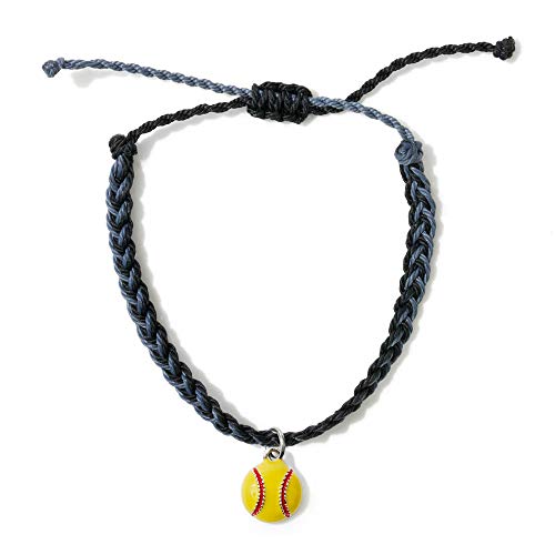 GIMMEDAT Softball Bracelet 100% Waterproof Adjustable Woven Friendship Jewelry Gift (Black) - Image 1