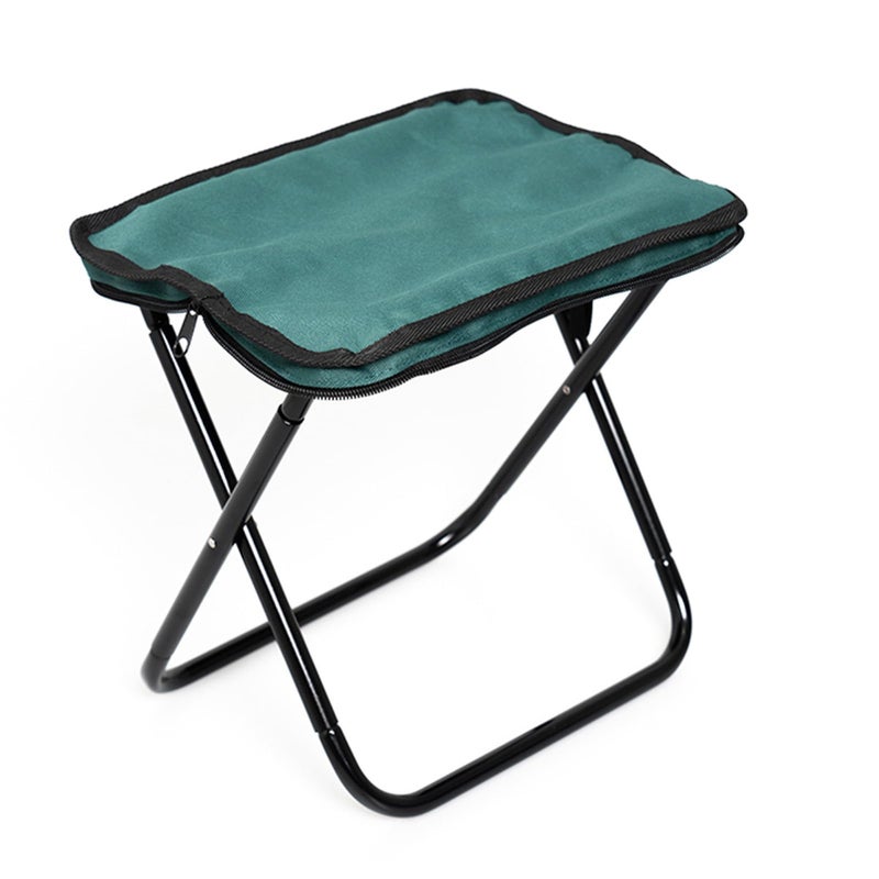 Green and Black Portable Folding Camping Stool Lightweight Zip Pack Outdoor Chair - Image 2