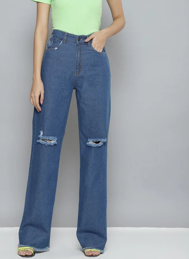 ساسافراس Comfort Wide Leg High-Rise Mildly Distressed Jeans for Women