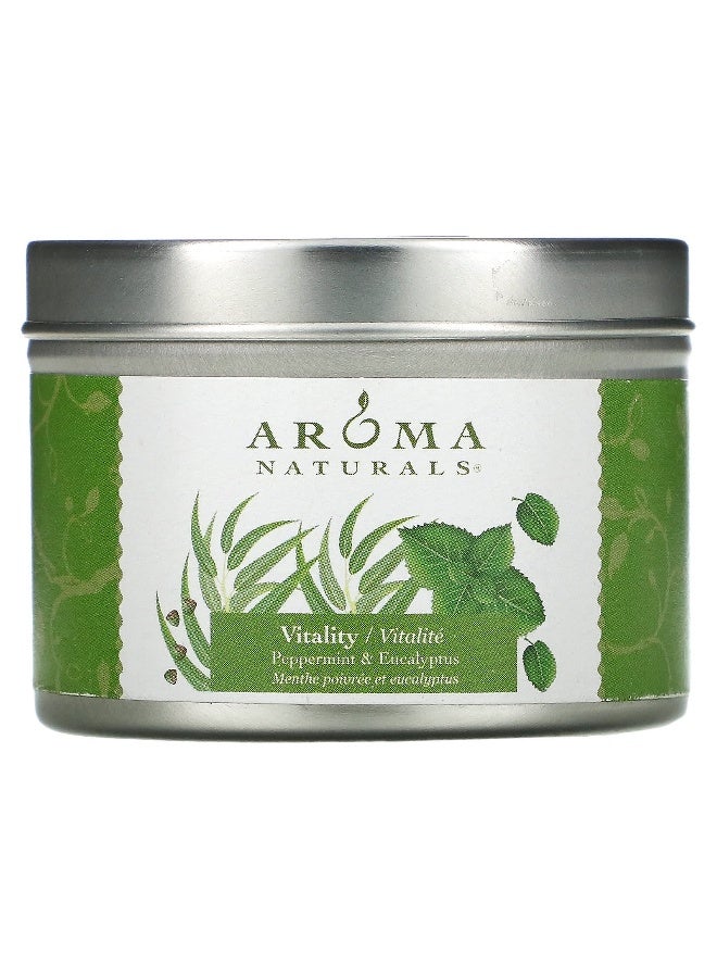 Aroma Naturals Aroma Naturals, Soy VegePure, Travel Tin Candle, Vitality, Peppermint & Eucalyptus, 2.8 oz (79.38 g)  - Image 1