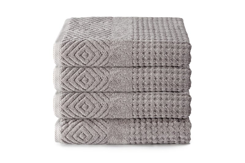 TexereSilk Texere 100% Organic Cotton Diamond Jacquard 700 GSM Luxury Bath Towel Sets - Ultra Soft and Absorbent Hotel and Spa Quality (Diamond  Cathedral Gray  4 Bath Towels) - Image 1