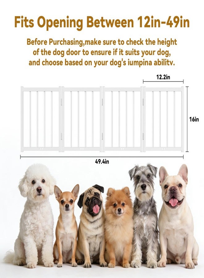 Snuowu 16" Freestanding Short Dog Gate for Small Dogs – Foldable & Retractable, Expands Up to 48" Wide, 4-Panel Pet Barrier for Doorways, Stairs & Hallways (White) - Image 3