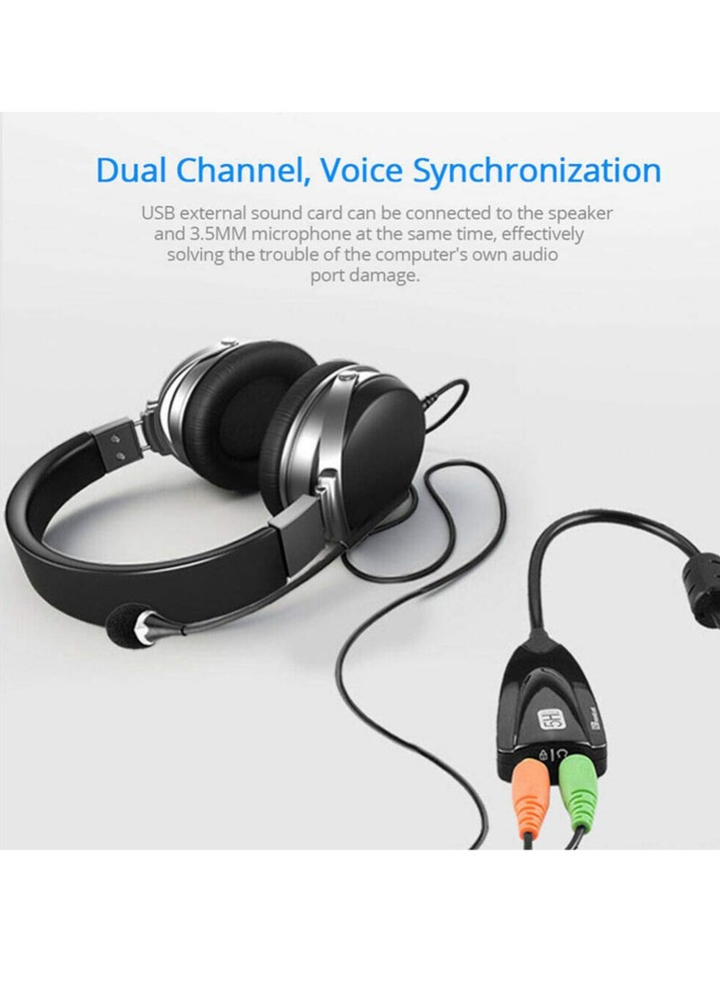 AROAQ Usb External Sound Adapter, Usb7.1 External Usb Audio Adapter Sound Card, Usb Headset Adapter Stereo Headphone Adapter With Line 5hv2 Earphone, Black - Image 4