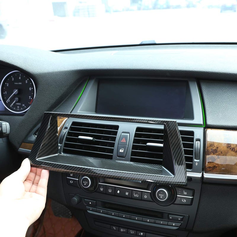 CHEYA ABS Plastic Car Center Console Navigation Frame Trim Accessories for BMW X5 E70 X6 E71 20082013 Carbon Fiber Style