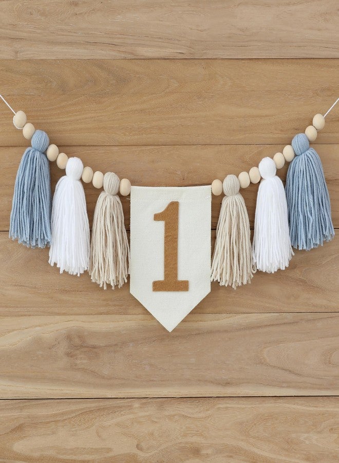 Ereniko Handmade Boho 1st Birthday High Chair Banner Party Decoration For Girl Baby Shower Blue And White Wall Hangings Decorative For Kids Bedroom - Image 5