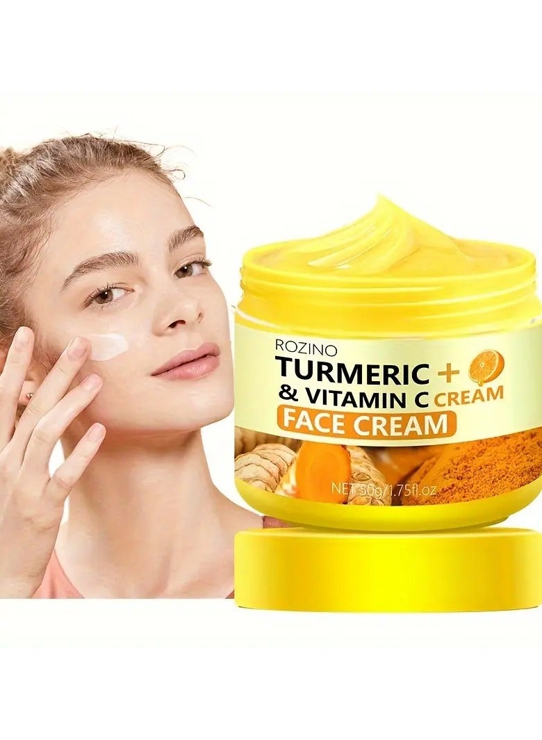 Rozino Turmeric Vitamin C Face Cream, 50gDeep Hydration Moisturizer With Turmeric Extract, Improves Skin Elasticity Firming  Radiant Skin Formula - Image 1