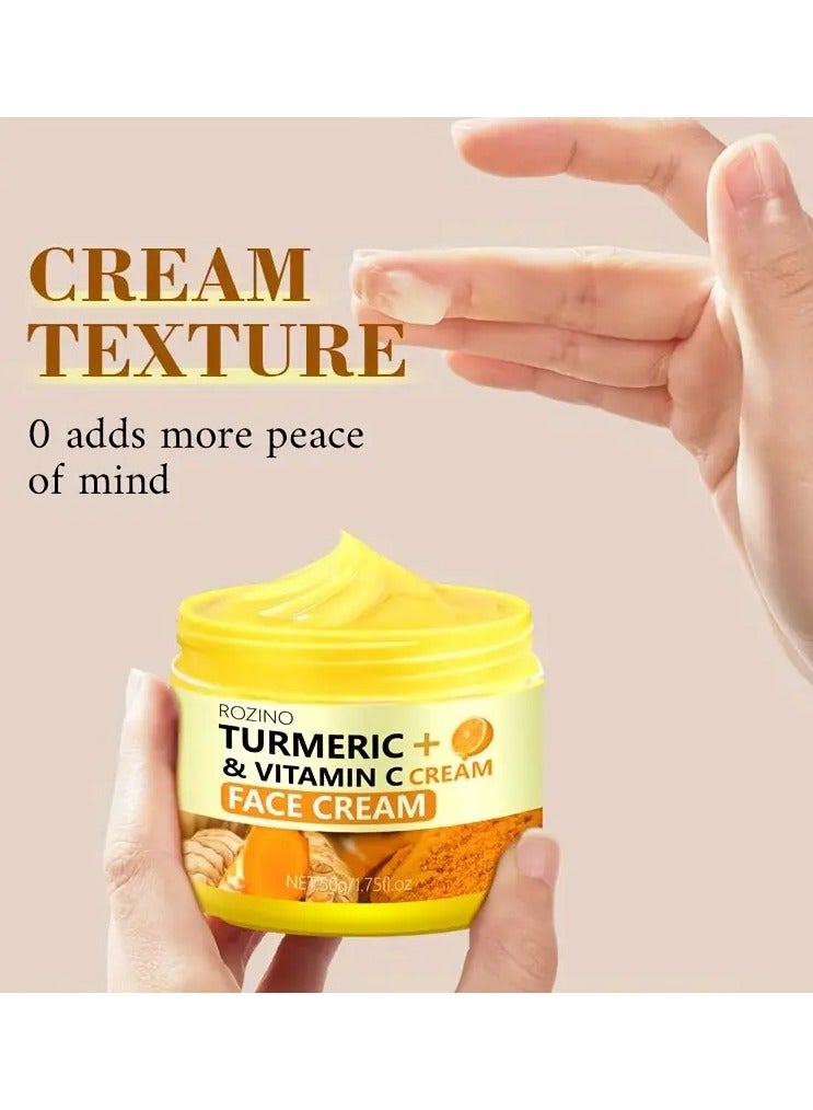 Rozino Turmeric Vitamin C Face Cream, 50gDeep Hydration Moisturizer With Turmeric Extract, Improves Skin Elasticity Firming  Radiant Skin Formula - Image 3