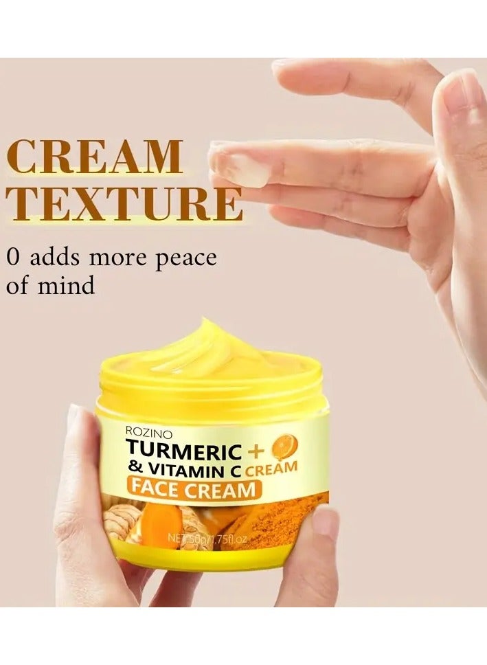 Rozino Turmeric Vitamin C Face Cream, 50gDeep Hydration Moisturizer With Turmeric Extract, Improves Skin Elasticity Firming  Radiant Skin Formula - Image 2