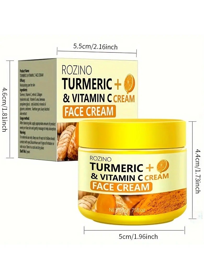 Rozino Turmeric Vitamin C Face Cream, 50gDeep Hydration Moisturizer With Turmeric Extract, Improves Skin Elasticity Firming  Radiant Skin Formula - Image 4