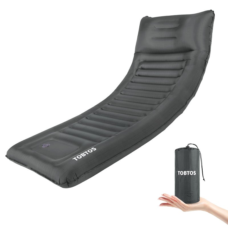 TOBTOS Inflatable Camping Sleeping Pad with Pillow, Thick 6 Inch Ultralight Sleeping Pad with Built-in Pump, Lightweight Sleeping Mat for Camping, Backpacking, Hiking, Tent (Grey) - Image 1
