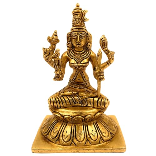 Bhunes Brass Kamakshi Amman Idol – Divine Goddess Murti, Shri Kamakshi MATA Statue, Kamakshi Bhagwati Sculpture for Pooja, Home Decor, Temple, Gifts,Gold, 6 Inch, 1 Piece - Image 1