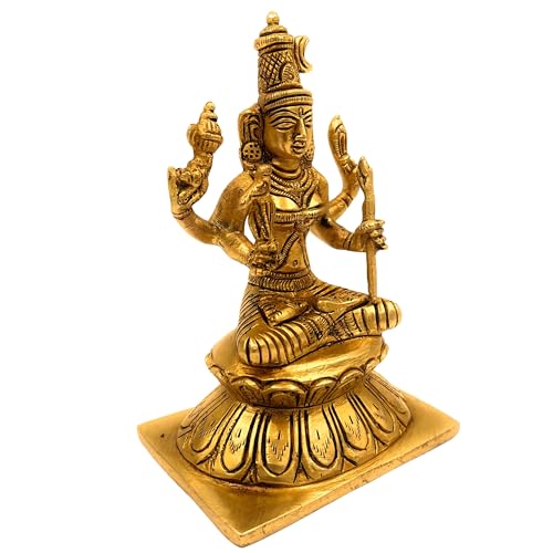 Bhunes Brass Kamakshi Amman Idol – Divine Goddess Murti, Shri Kamakshi MATA Statue, Kamakshi Bhagwati Sculpture for Pooja, Home Decor, Temple, Gifts,Gold, 6 Inch, 1 Piece - Image 3