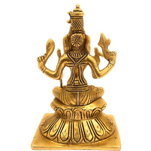 Bhunes Brass Kamakshi Amman Idol – Divine Goddess Murti, Shri Kamakshi MATA Statue, Kamakshi Bhagwati Sculpture for Pooja, Home Decor, Temple, Gifts,Gold, 6 Inch, 1 Piece - Image 4