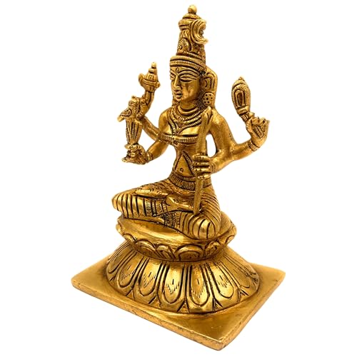 Bhunes Brass Kamakshi Amman Idol – Divine Goddess Murti, Shri Kamakshi MATA Statue, Kamakshi Bhagwati Sculpture for Pooja, Home Decor, Temple, Gifts,Gold, 6 Inch, 1 Piece - Image 2