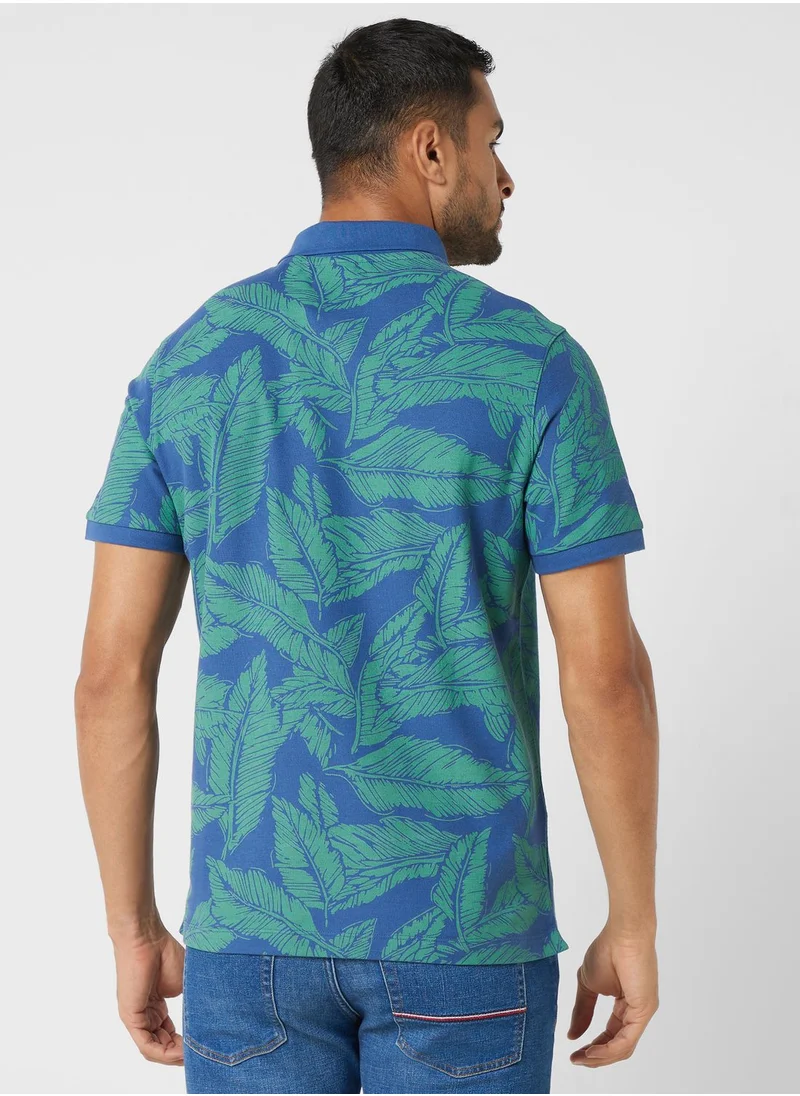 مانجو مان Palm Leaf Printed Polo Shirt