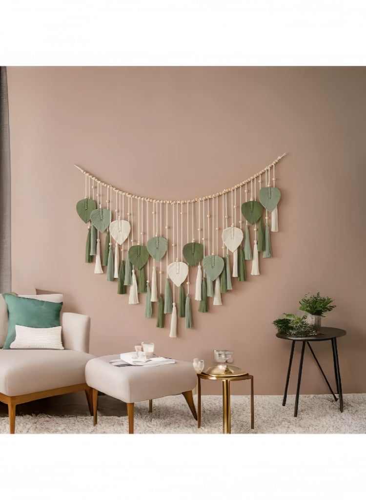 Large Wall Hanging, Bohemian Leaf Tapestry Wall Decor Handwoven Hanging Chic Bohemian Style Wall Art Home Decor for Bedroom, Living Room, Nursery, Office, 125cm * 75cm - Image 3