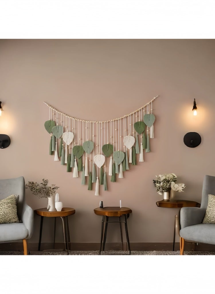 Large Wall Hanging, Bohemian Leaf Tapestry Wall Decor Handwoven Hanging Chic Bohemian Style Wall Art Home Decor for Bedroom, Living Room, Nursery, Office, 125cm * 75cm - Image 2