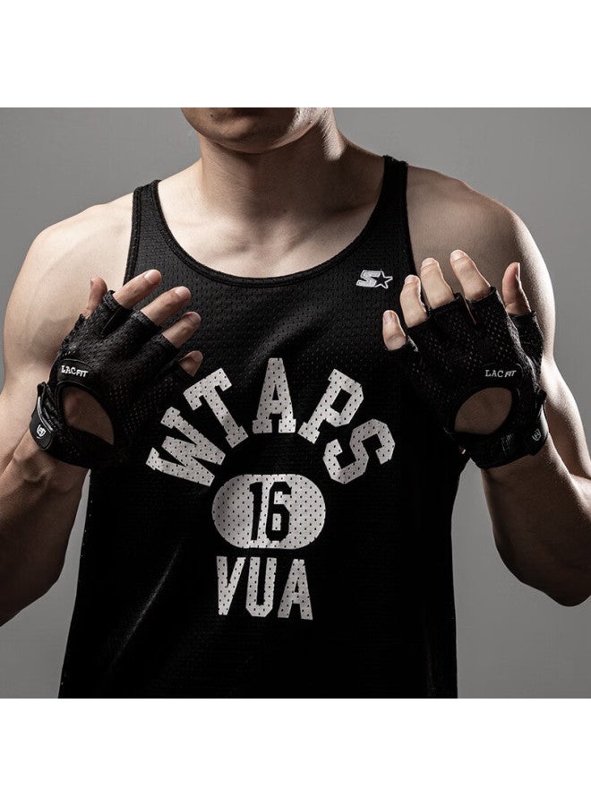 Lac Fitness Gloves For Women, Non-slip Half-finger Sports Gloves For Men, Durable Half-finger Wrist Guards For Gym Equipment Training, Black Breathable Size S - Image 3