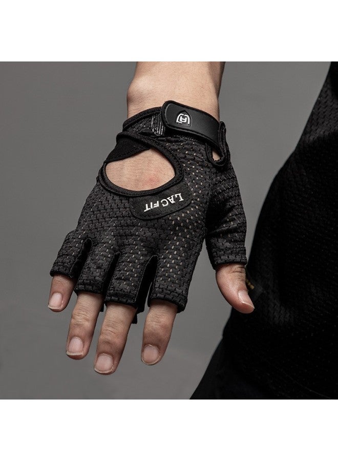 Lac Fitness Gloves For Women, Non-slip Half-finger Sports Gloves For Men, Durable Half-finger Wrist Guards For Gym Equipment Training, Black Breathable Size S - Image 4