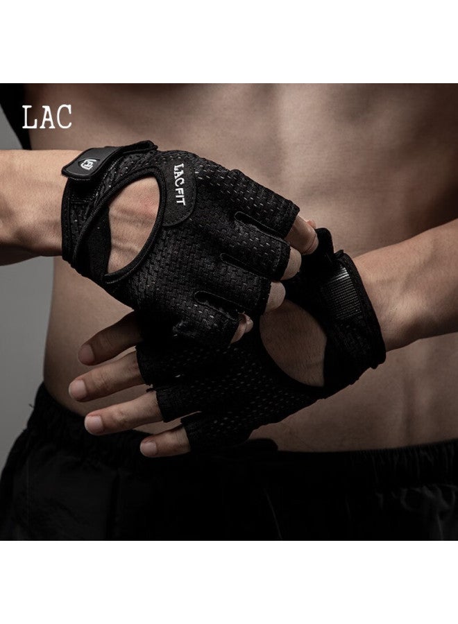 Lac Fitness Gloves For Women, Non-slip Half-finger Sports Gloves For Men, Durable Half-finger Wrist Guards For Gym Equipment Training, Black Breathable Size S - Image 2