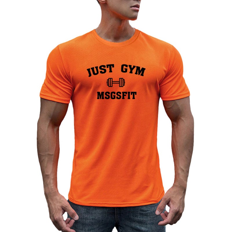 Summer Fitness muscle Sports men''s T-shirt breathable moisture absorption training short sleeve quick-drying round neck Gym bodybuilding - Image 3