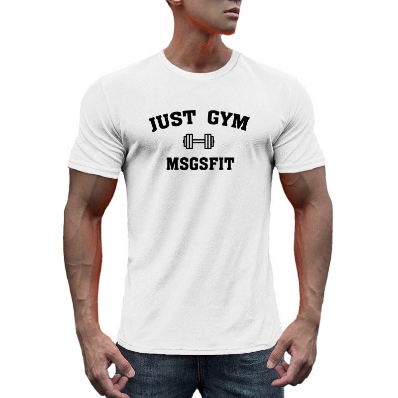 Summer Fitness muscle Sports men''s T-shirt breathable moisture absorption training short sleeve quick-drying round neck Gym bodybuilding - Image 4