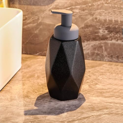 UMAI Foam Soap Dispenser | Stoneware | Ceramic Handwash Bottle for Kitchen | Soap Dispenser for Wash Basin | Bathroom Accessories | 400ml (Black) - Image 1