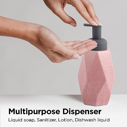 UMAI Foam Soap Dispenser | Stoneware | Ceramic Handwash Bottle for Kitchen | Soap Dispenser for Wash Basin | Bathroom Accessories | 400ml (Black) - Image 4